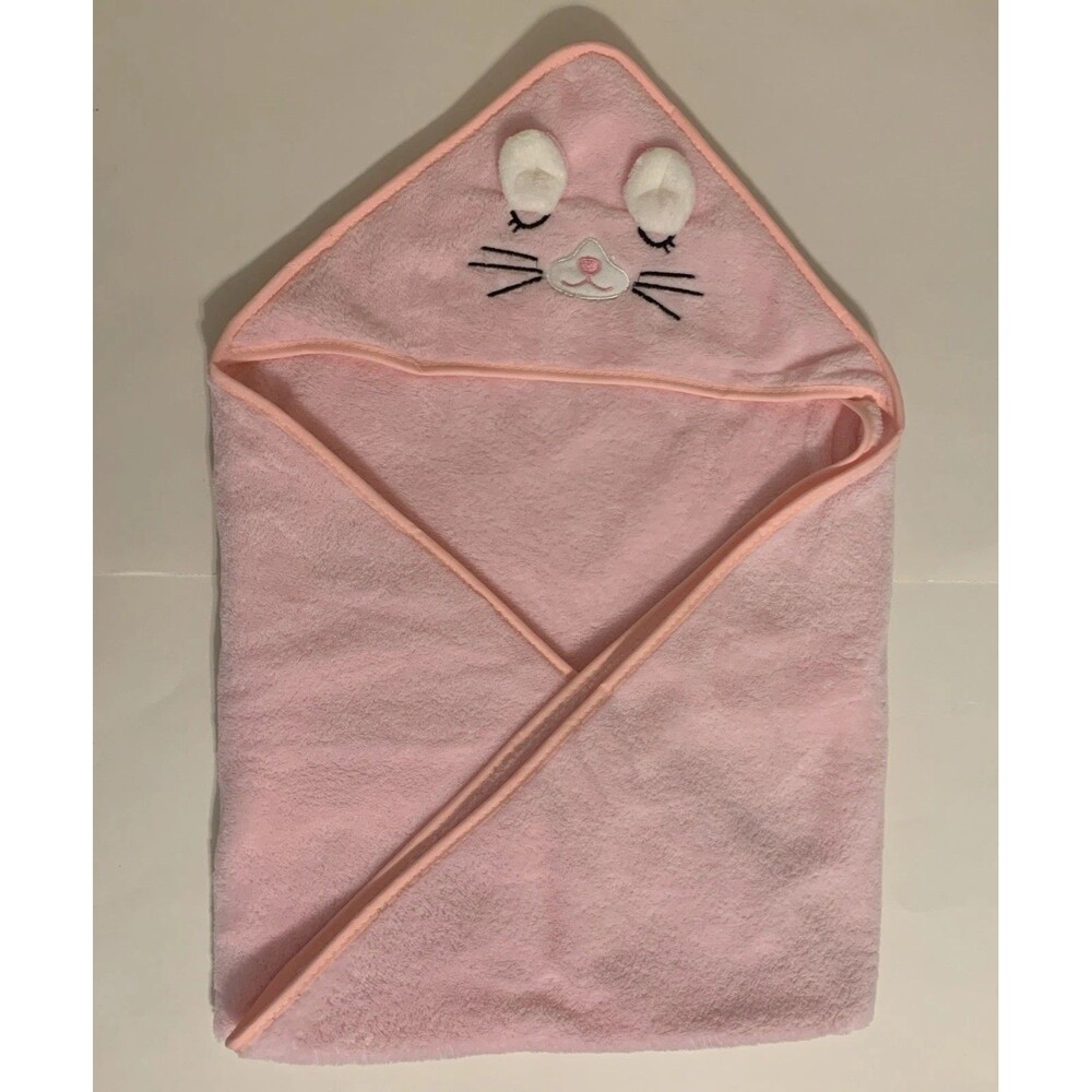 Hooded Bath Towel for Toddler Baby Pink Cat 80cm 31 inch Soft New Without Tags